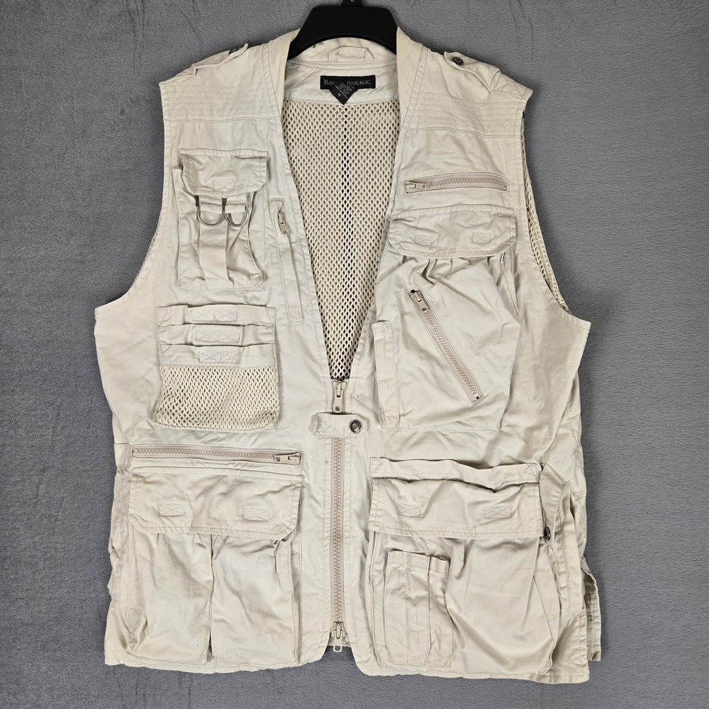 Vintage Banana Republic Vest Mens Medium Safari Photography Shooting Fishing